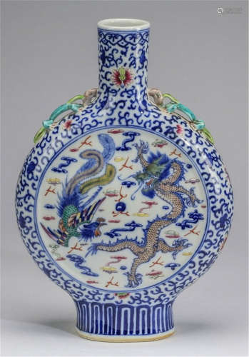 Chinese Qing Dynasty Qianlong mark wucai moonflask porcelain H38CM