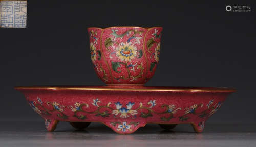 SET OF RED GLAZE CUP&SAUCER