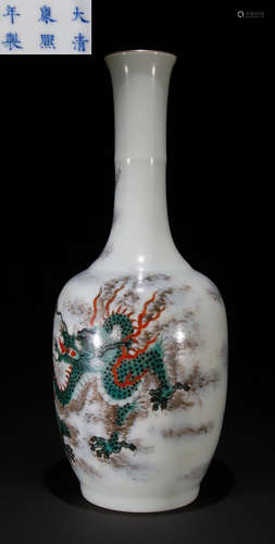 A GUCAI GLAZE CARVED DRAGON PATTERN VASE