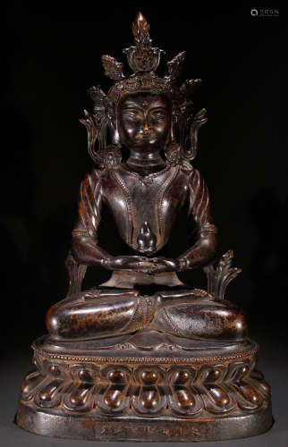 A COPPER CASTED TARA BUDDHA STATUE