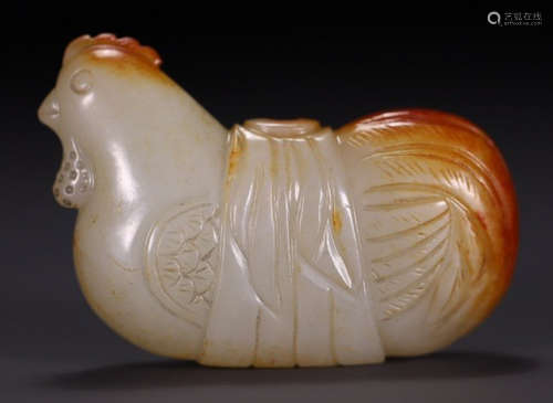 A HETIAN JADE CARVED ROOSTER SHAPED PENDANT
