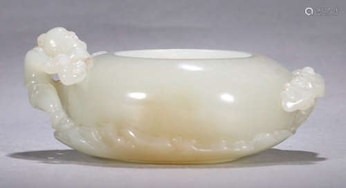 A HETIAN JADE CARVED DRAGON PATTERN BRUSH WASHER