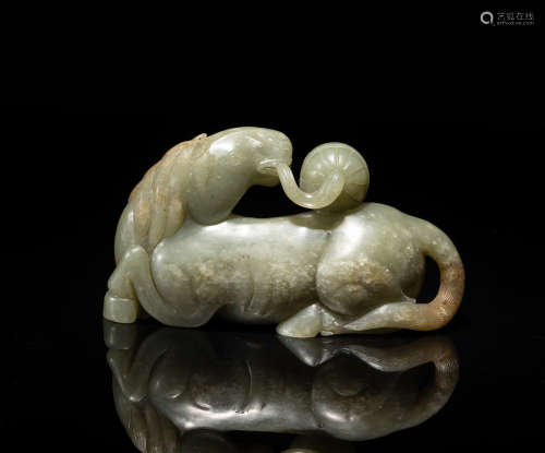 Chinese Ming Type Celadon Jade Carving Horse