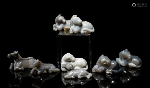 Set of Chinese Agate Carving Horses
