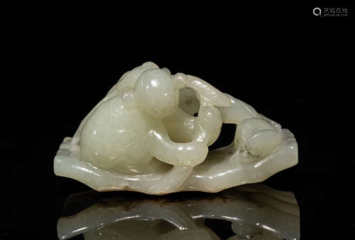 Chinese White Jade Carving Boat