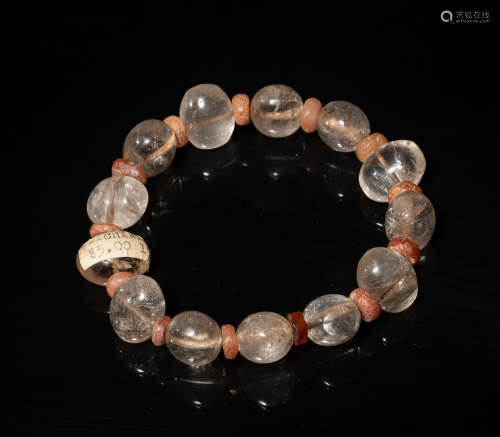 Chinese Old Agate Crystal Bracelet