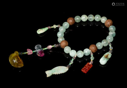 Chinese Aquamarine Tourmaline Prayer Beads