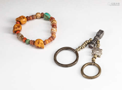 Group of Tibetan Prayer Beads/Brass Toggles