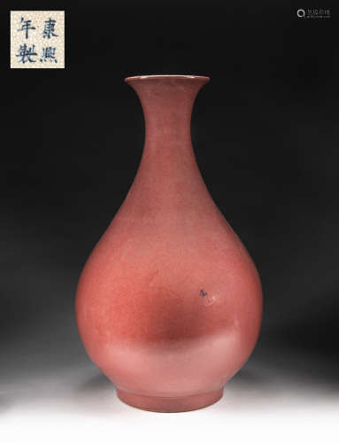 Massive Chinese Red Glazed Porcelain Vase