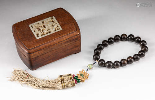 Chinese Agarwood Prayer Beads with Wood Box