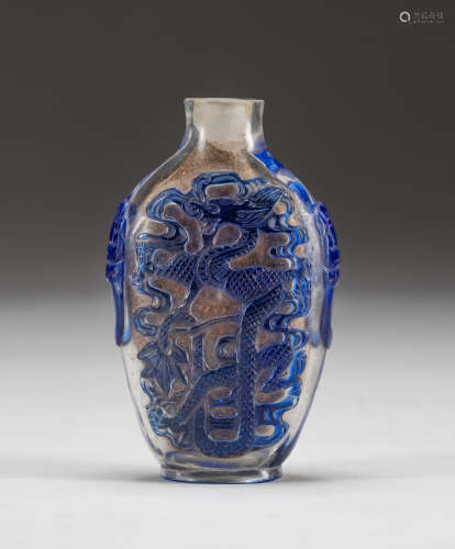 Chinese Overlay Glass Dragon Type Snuff Bottle