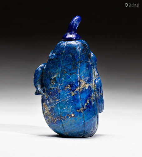 Chinese Carved Lapis Melon Snuff Bottle