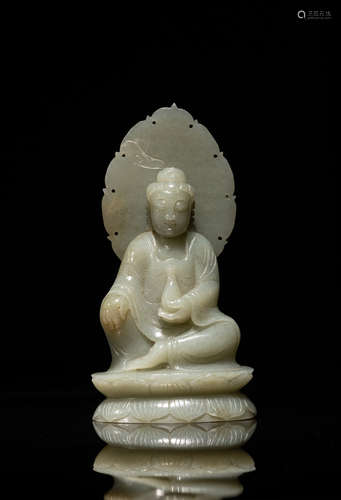 Chinese Pale Celadon Jade Guanyin