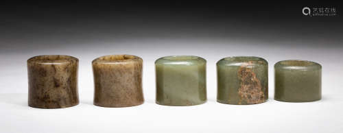 Set of Chinese Old Jade Thumb Rings