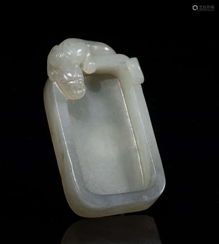 Chinese Pebble Jade Carved Snuff Dish