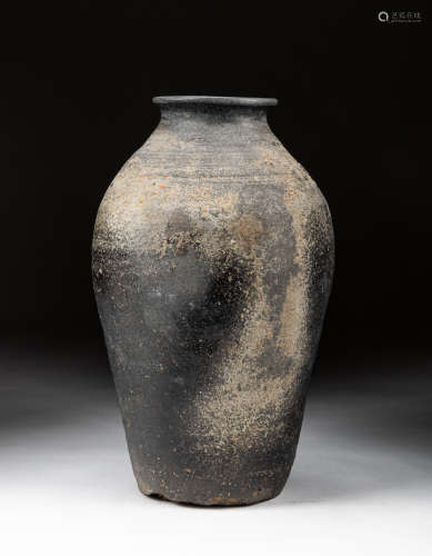 Tall Korean Old Gray Pottery Water Pot