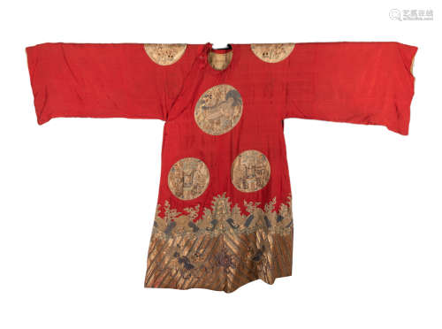 Korean Joseon Emperor Type Embroidered Silk Robe