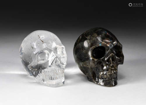 Set Large Gem Stone/Crystal Skull Sculpture