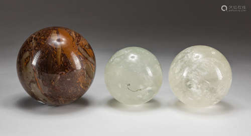 Set of Rock Crystal & Jasper Balls
