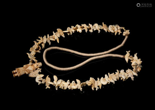 Native American Fetish Inuit Bone Carved Necklace