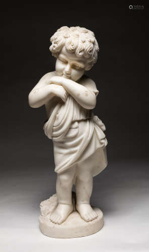 Old Italy Marble Sculpture Figure Boy
