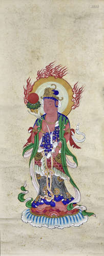 佚名 佛教人物图 绢本立轴