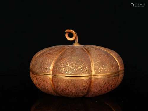 A Gilt Bronze Melon Shaped Box