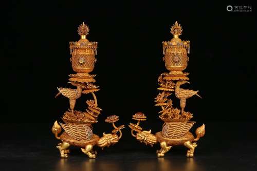 Pair Of A Gilt Silver Buddhists