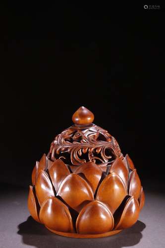 A Huangyang Wood Lotus Pattern Censer