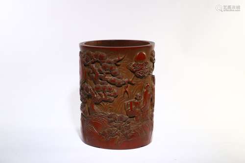 A Bamboo Carving Brush Pot