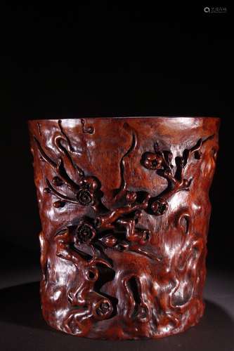 A Bamboo Plum Pattern Brush Pot