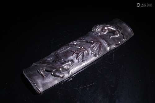 A Rosewood Dragon Carved Arm Rest