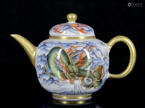 A Enameled Gilt Teapot