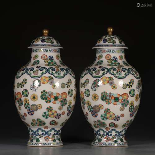 Pair Of Daqing-Qianlong-Nianzhi Mark Doucai Jar