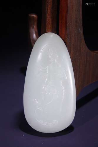 A Hetian Jade Guanyin Carved Pendant