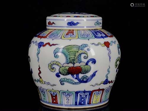 A Doucai Floral Pattern Jar