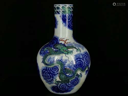 A Doucai Dragon Painted Flask