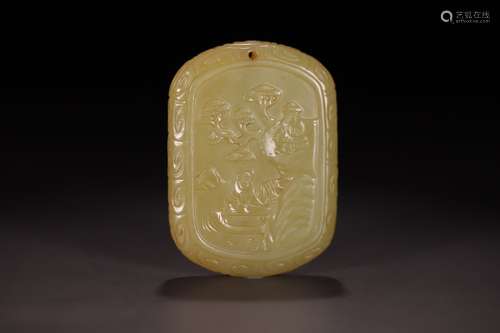 A Hetian Jade Figure Story Carved Pendant