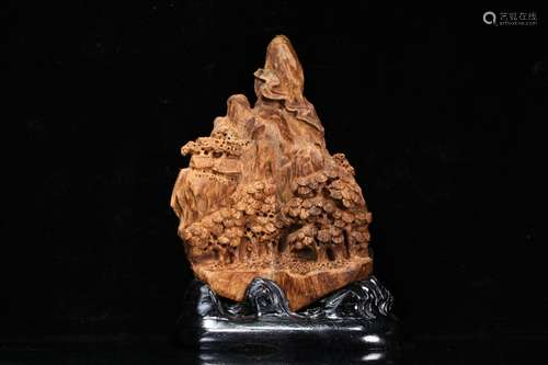 An Agarwood Mountain Shaped Ornament