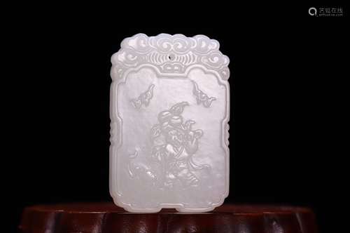 A Hetian Jade Potery Carved Pendant