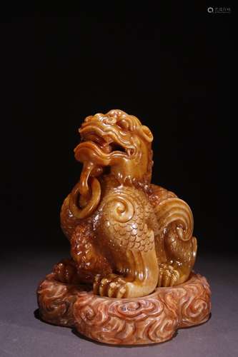 A Tianhuang Stone Beast Carved Ornament