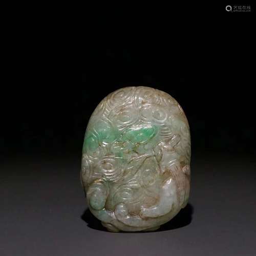 A Jadeite Dragon Carved Pendant