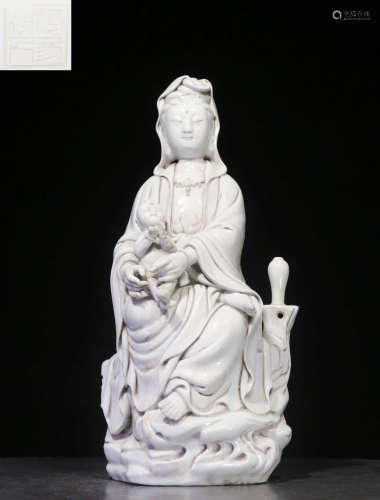 A Dehua White Porcelain Songzi Guanyin Statue