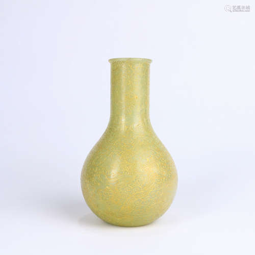 A Hetian Jade Gilt-inlaid Vase