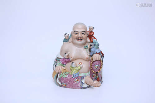 A Famille Rose Porcelain Buddha Statue