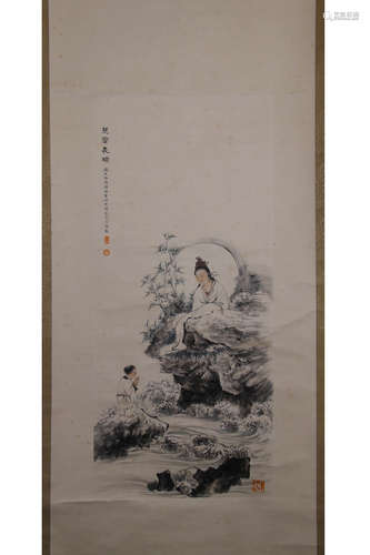 A Chinese Guanyin Painting, Liu Danzhai Mark