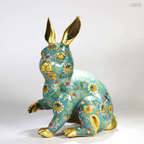 A Floral Enamel Rabbit Ornament