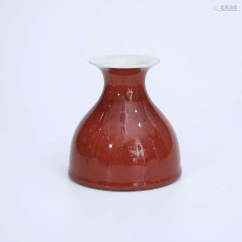 A Red Porcelain Bell-shaped Zun