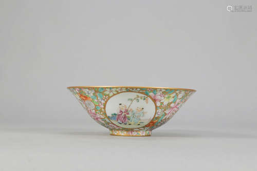 A Famille Rose Floral Children Porcelain Bowl