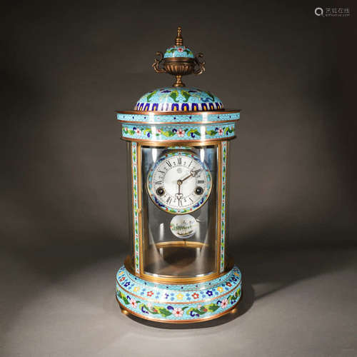 A Cloisonne Mechanical Pendulum Clock